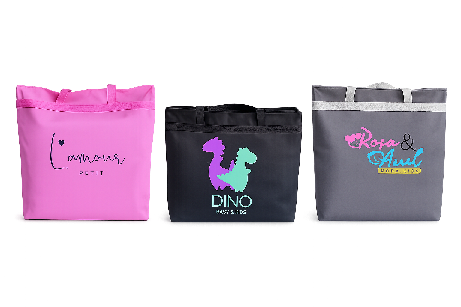 Bolsas condicionais personalizadas em rosa, preto e cinza